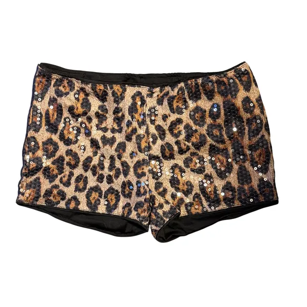 NWT MAKEMECHIC Cheetah Print Sequin Micro Shorts Low Rise‎ Y2K Medium - Image 4