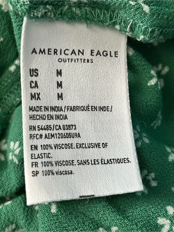 American Eagle Green & White Floral Smocked Square-Neck Mini Dress MD - Image 10