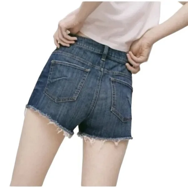 Talula Aritzia Shorts Womens 30 Blue Denim Medium‎ Wash High Rise Raw Hem Jean - Image 2