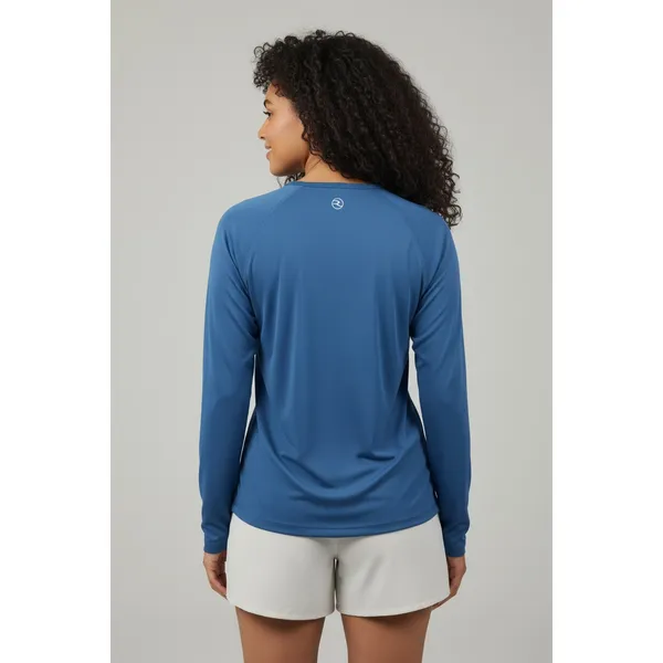Reel Life Womens UV T-Shirt Size L Navy UPF Sun Protection Thumbholes Fishing - Image 9