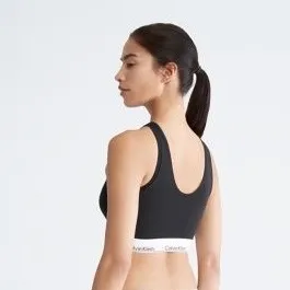 NWT Calvin Klein Black Icon Cotton Modal Unlined Longline Bralette. Size Medium - Image 2