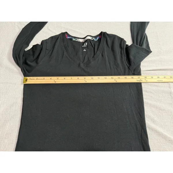 Gap Women's V-Neck Long Sleeve Top Black Cotton Modal Blend Size L GP006391 - Image 6
