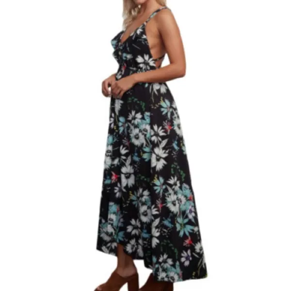 Boho Split Skirt Maxi Dress Black Size L - Image 3