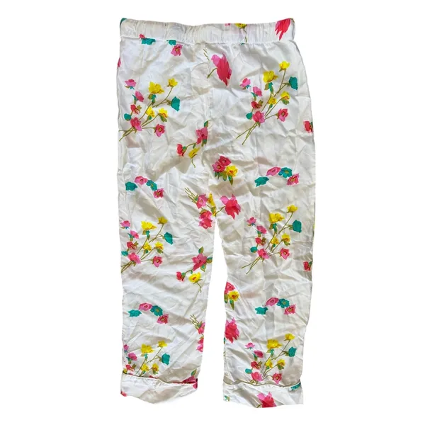 Annie Selkie Pine Cone Hill "Taffeta Floral" White Pink Boyfriend Pajama Set - Image 3