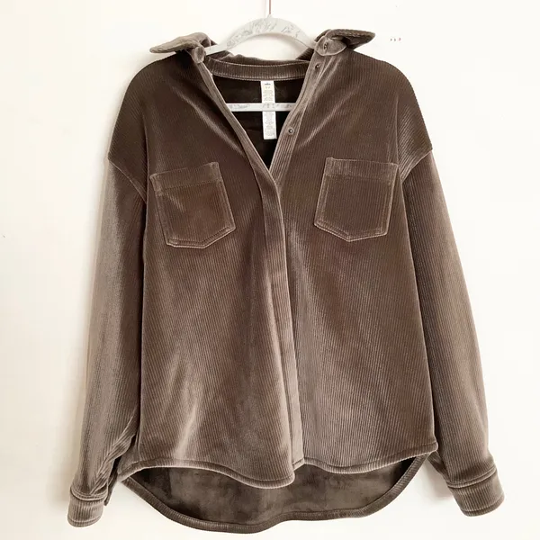 Alo Yoga Ribbed Velour Mountain Side Shacket Macchiato S - Image 2
