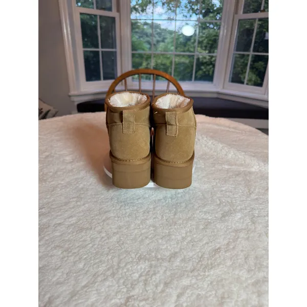 Cushionare Womens Hip Suede Platform Mini Boots Tan Chestnut Size 8M - Image 4