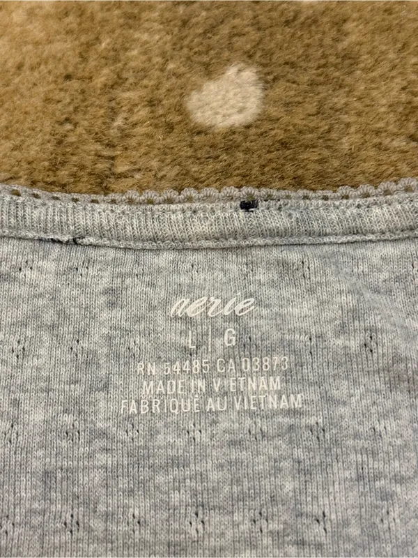 Aerie Pointelle Ribbed Floral Cami Tank Top Gray Blue Ditsy Print Lettuce Hem L - Image 6