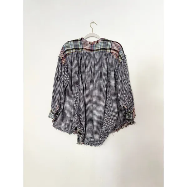 Women's Free People Plaid Button Down Shirt S Multicolor Rayon Cotton - Image 5