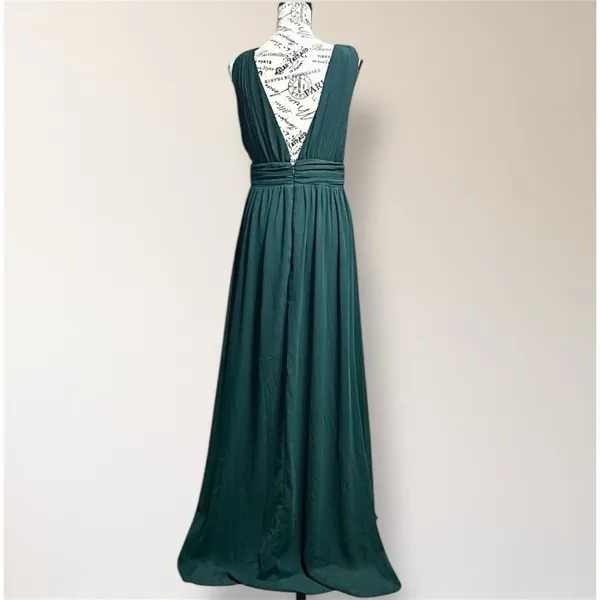 Lulus Heavenly‎ Hues Green Maxi Dress Pleated Deep V Slit Autumn Wedding Guest - Image 5