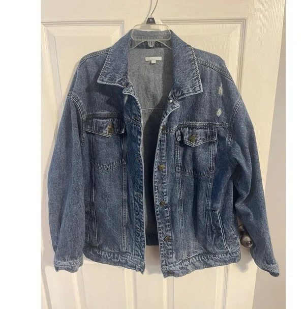 Gianni Bini GB Oversized Distressed Jean Jacket Size L - Image 2