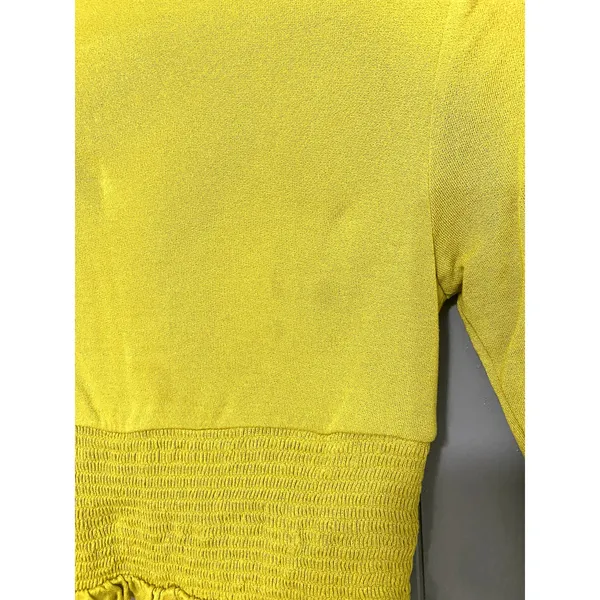 Urban Outfitters Chartreuse Bayside Smocked Button-front Cropped Blouse S - Image 7