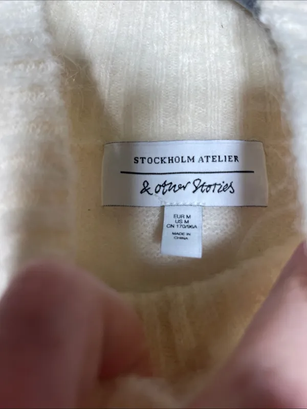 & Other Stories Womens Alpaca Wool Oversized Sweater Ivory Cream Medium - Image 3
