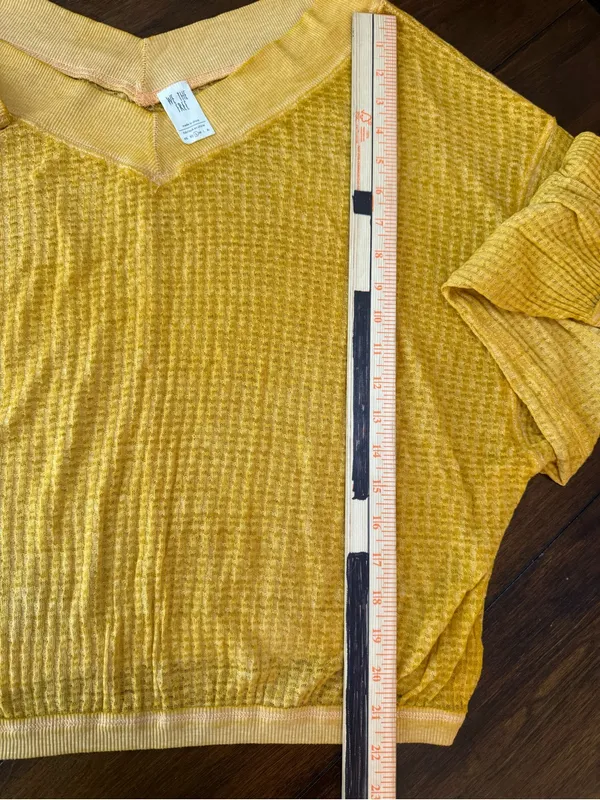 THE FREE PEOPLE South Side Thermal Pullover Top Sz S Celestial Gold - Image 8