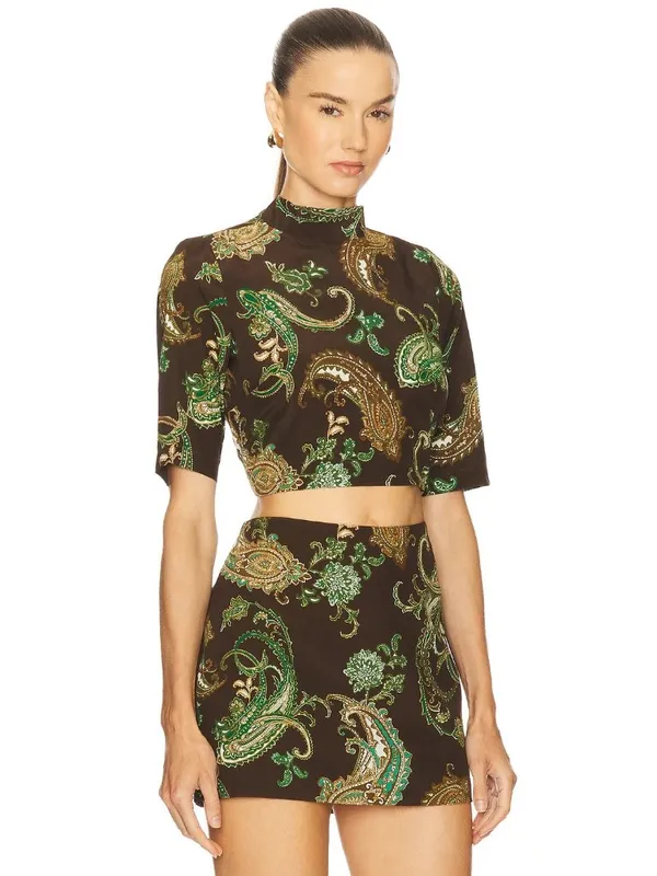 Hemant & Nandita Boxy Top Dark Brown Womens Size XS - Image 2