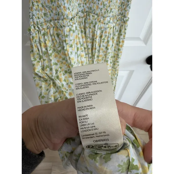 FREE PEOPLE Lavender Daze Dress Green Floral Print L/XL - Image 4