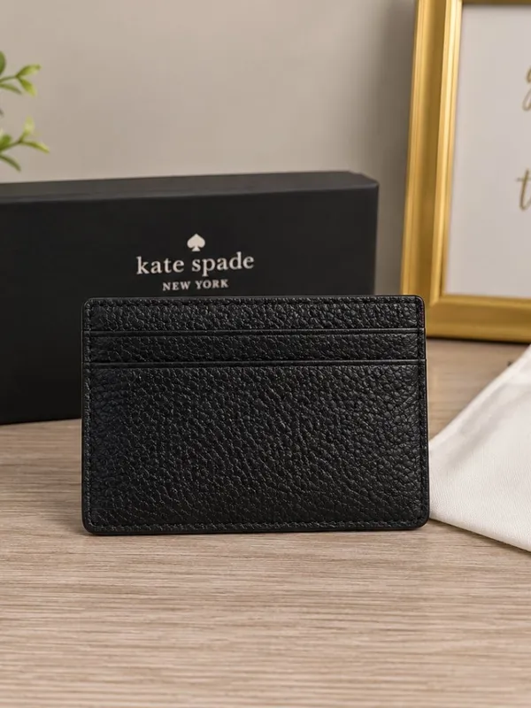 Kate Spade New York Black Pebbled Leather Card Holder 7 Slots NWT - Image 4