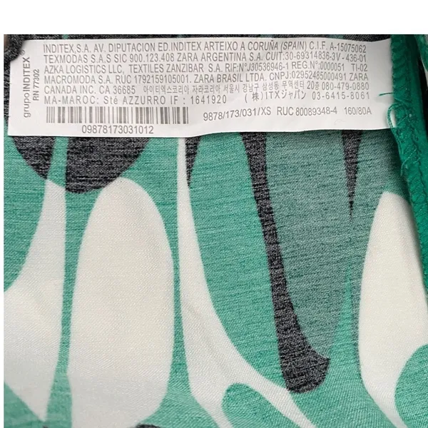 Zara Green Abstract Geometric Wavy Print Midi Dress XS‎ Crisscross Back 9878/173 - Image 5