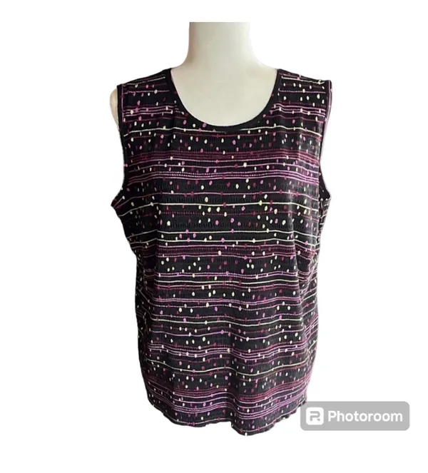 Dressbarn Purple Textured Sleeveless Tank Top 14/16 - Image 2