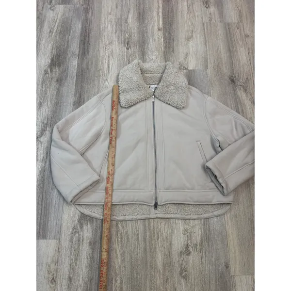 Athleta Westbound Sherpa Jacket Abalone Grey/Cream Full‎ Zip Plus Size 1X - Image 4