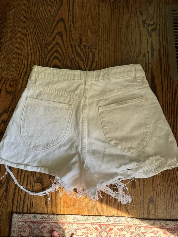 ROLLA'S White Distressed Denim Cutoff Shorts Dusters High Rise Slim 27 - Image 2
