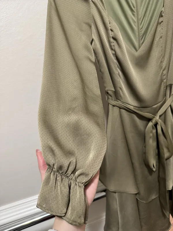Altar'd State Olive Green Long Sleeve Midi Dress - Image 4