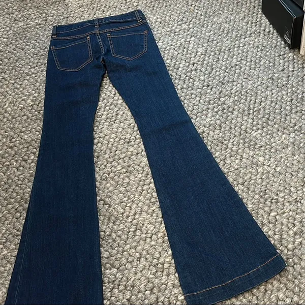 Free People Blue Denim Western Bell Bottom Flare Jean Size 24 - Image 8