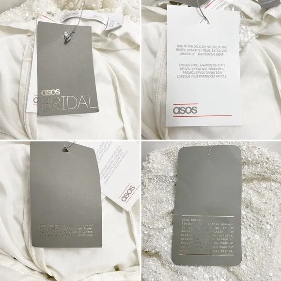 NWT ASOS Ivory Sequined Beaded Josie Backless Cami Maxi Wedding Dress Size 6 NEW - Image 13