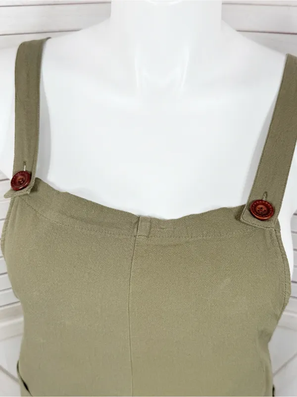 Emery‎ Rose Cotton Front Pocket Cuffed Overalls Jumpsuit Olive Green Large - Image 5