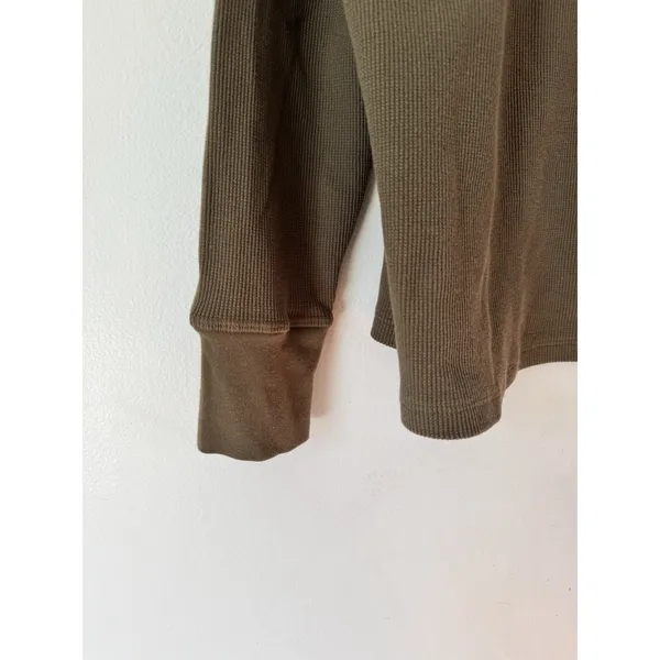 NWOT American Giant Olive Green Waffle Knit Henley Long Sleeve Shirt Womens MED - Image 5