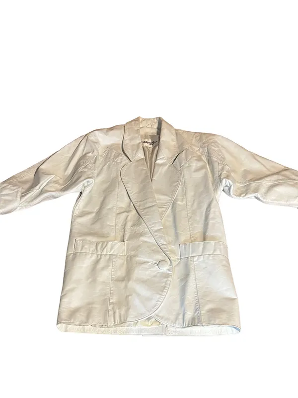 Wilson's Leather VINTAGE 1980'S WHITE LEATHER OVER-SIZED JACKET (S) - Image 12