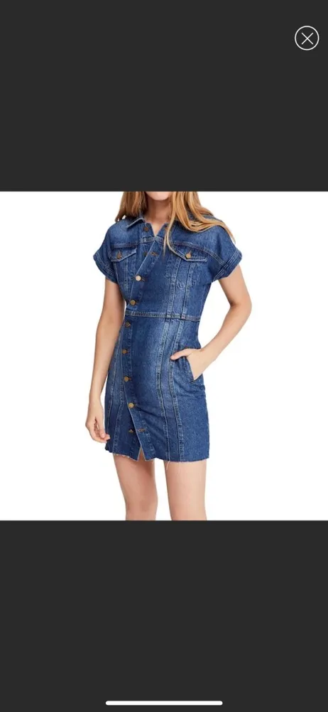 Free People Structured Denim Dress - Image 3
