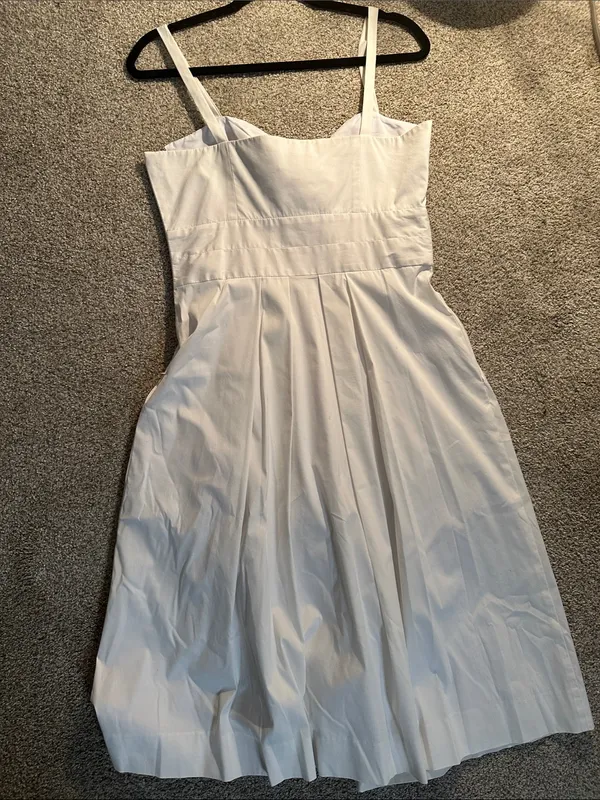 Milly White Bow-Front Button Dress - Image 4