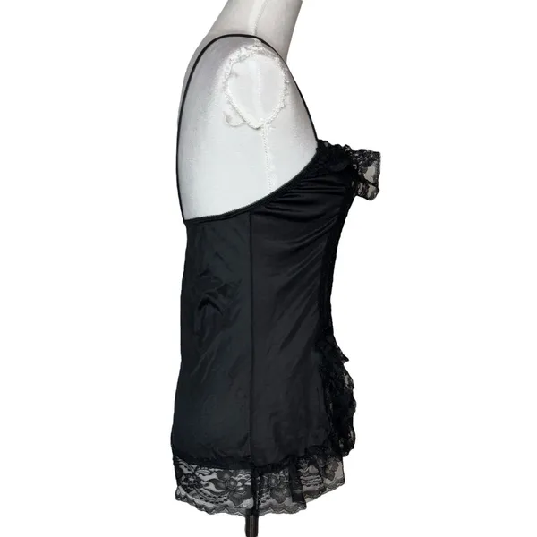 Vintage Y2K Lace Babydoll Cami Top S Black Bow Whimsigoth Coquette Fairy Grunge - Image 5