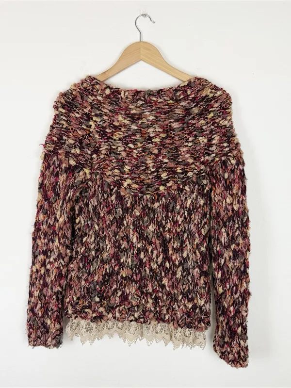 HWR Anthropologie Sweater Multicolor Wool Blend Chunky Knit Cardigan - Image 4