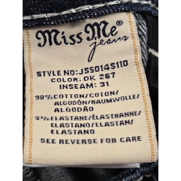 Miss Me Jeans 25 Dark Wash Low Rise Skinny Rhinestone Flap Pockets - Image 4