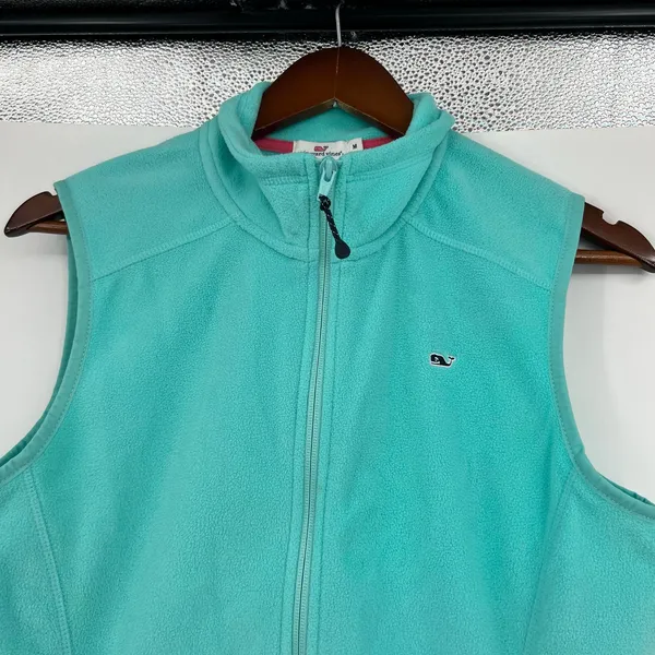 Vineyard Vines Sea Foam Green Soft Fleece Vest whale logo women’s size medium - Image 6