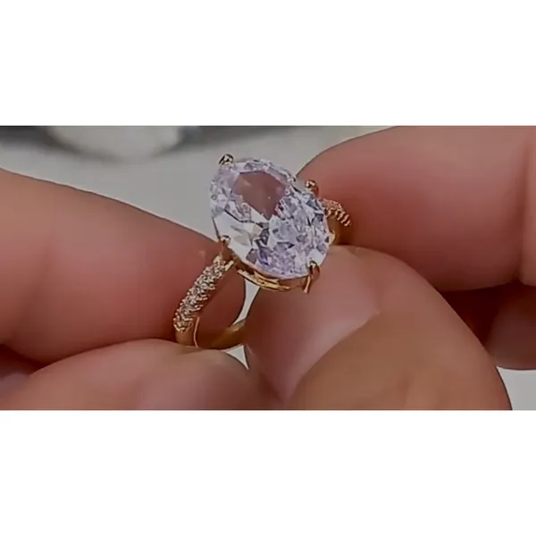 NEW‎ Women's 6Ct Yellow Gold Plated Silver Oval Simulated Diamond Ring - Image 12