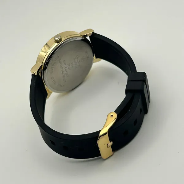 Decree Gold Tone Black Silicon Band Women’s Minimalist Watch New Battery - Image 5