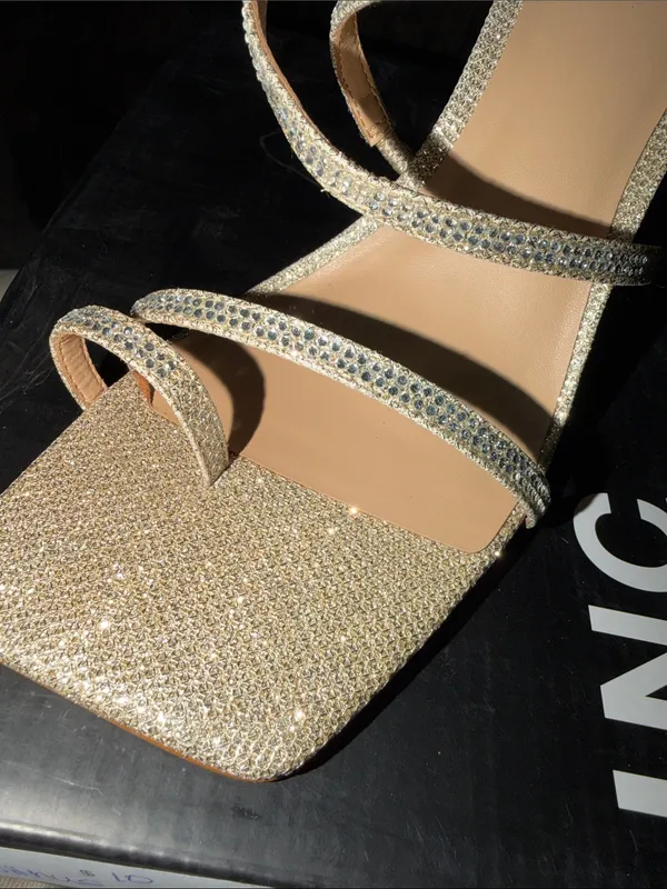 INC International Concepts Glitter Gold Strappy Square-Toe Sandals - Image 7