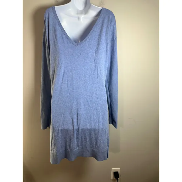 UGG Liliana Sweater Dress Womens Large Heathered Blue Boat Neck V-Back Knit‎ L - Image 6
