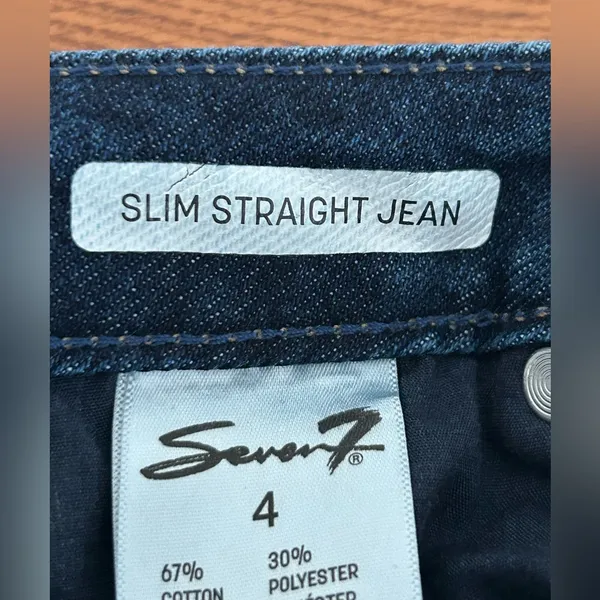 Seven7 Slim Straight Jeans Dark Blue Size 4 - Image 6
