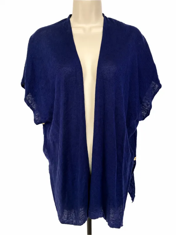 Lilly Pulitzer Linen Cardigan Sweater XXS XS True Navy Myra Open Front Drape - Image 2