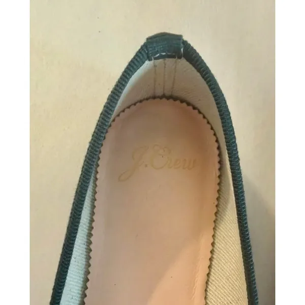 J. Crew Pointed Toe Leather Ballet Flats Shoes in Vintage Pine Green sz. 6.5 - Image 3