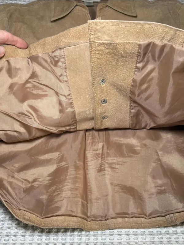Coldwater Creek Suede Leather Jacket Women’s Large Tan Cowboy Snap Lined Western - Image 6