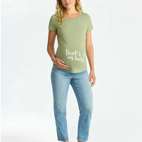 Time and Tru Women’s Maternity Graphic Tee with Short Sleeves - Image 7