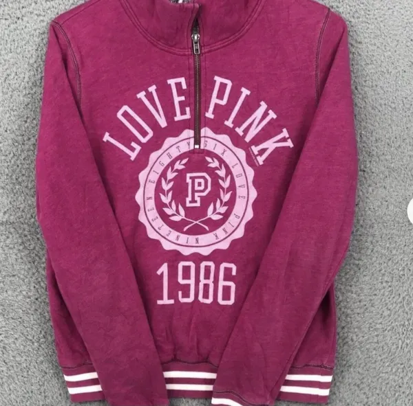 Victoria's Secret "VINTAGE" Quarter Zip Boyfriend Pullover Sweatshirt - Image 4