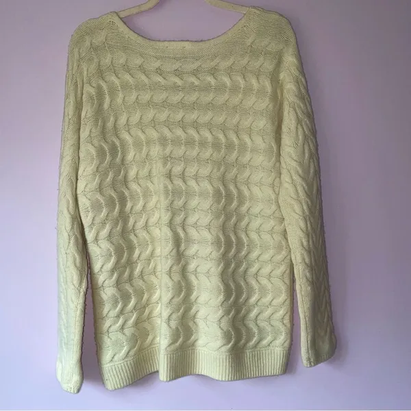 Talbots Merino Wool Cashmere Cream Chunky Knit Sweater Size M Fisherman Cottage - Image 6