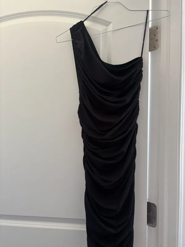 Lulus Dress Maxi Black One-Shoulder  - Image 3