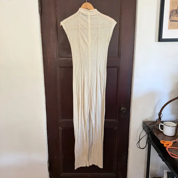 LIONESS Cream Redefined Maxi Dress Sheer Mockneck Cap Sleeve Small - Image 5