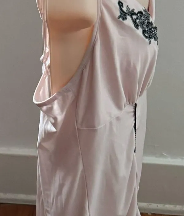 California Dynasty pink embroidered babydoll pajama top, size M boho loungewear - Image 12